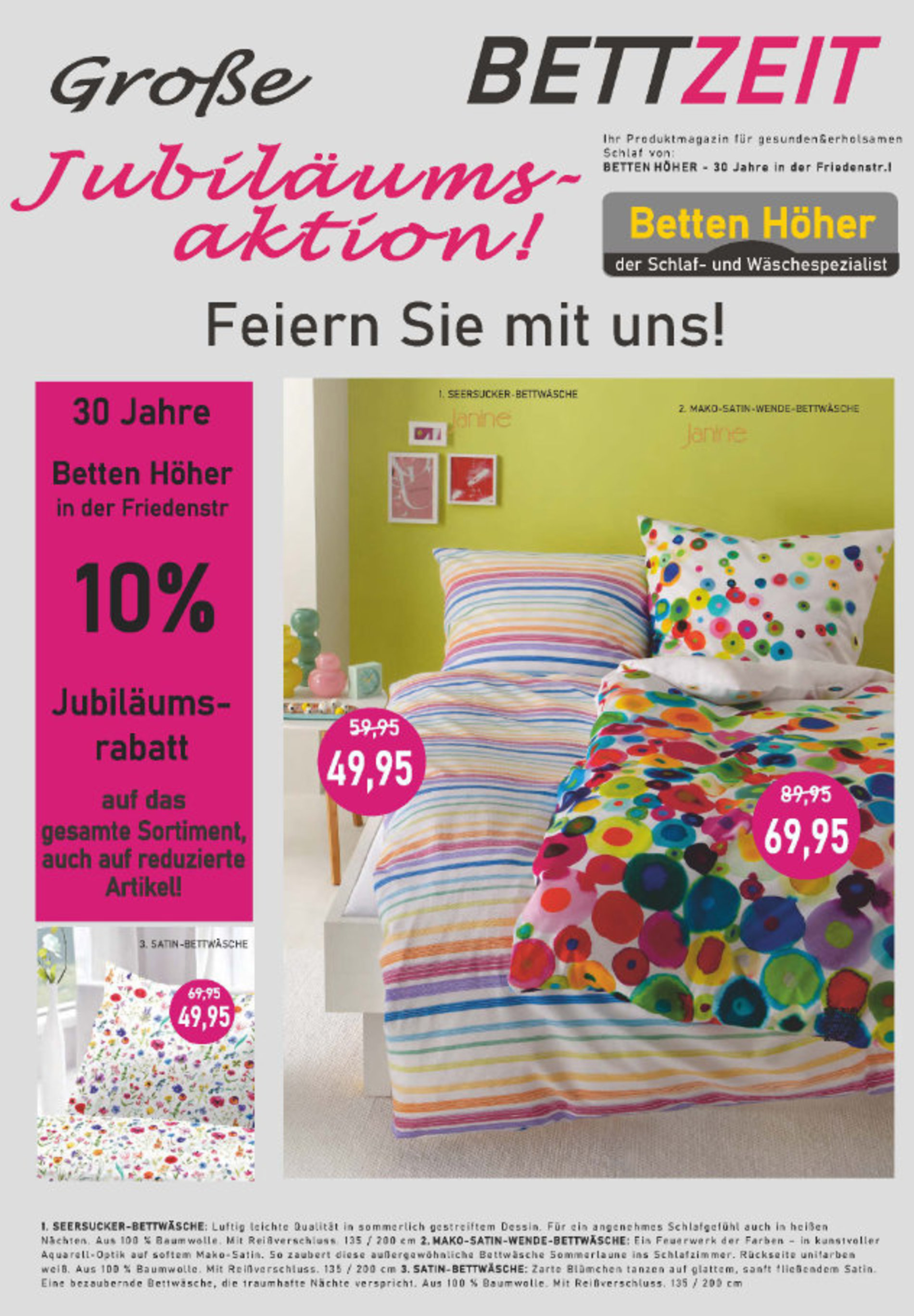 BETTZEIT - Jubiläumsaktion - 10% Jubiläumsrabatt auf das gesamte Sortiment