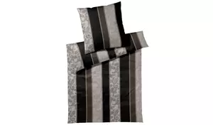 Bettwäsche JOOP Paisley Stripes 4121 Black - luxuriöser Satin-Look